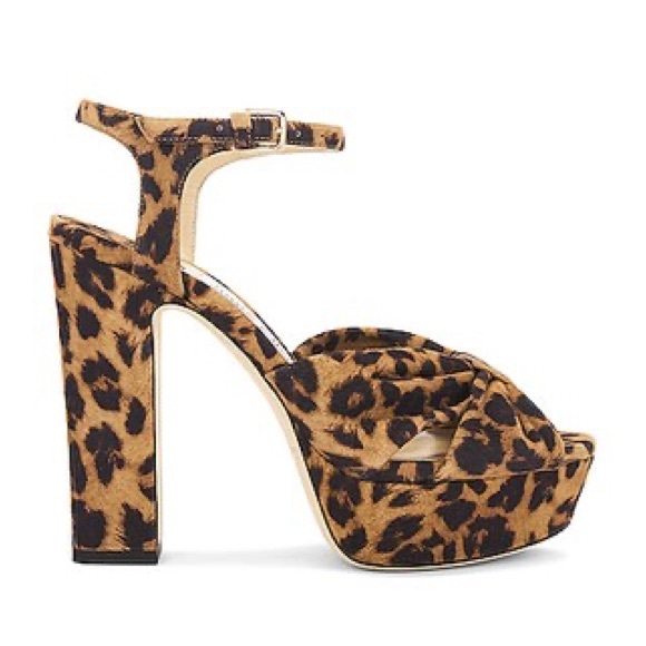 New JIMMY CHOO Heloise 120 Suede Sandal Leopard 39 $995 - Picture 2 of 10